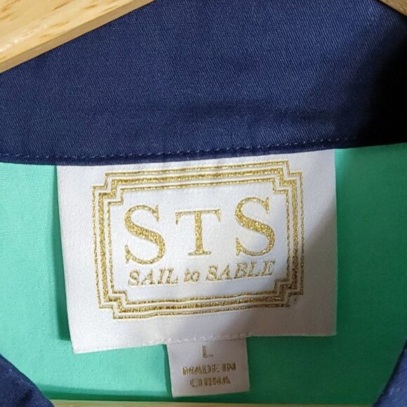 STS Sail to Sable Dress Green Mint Blue Large Shift Color Block Sleeveless VNeck - Picture 6 of 7